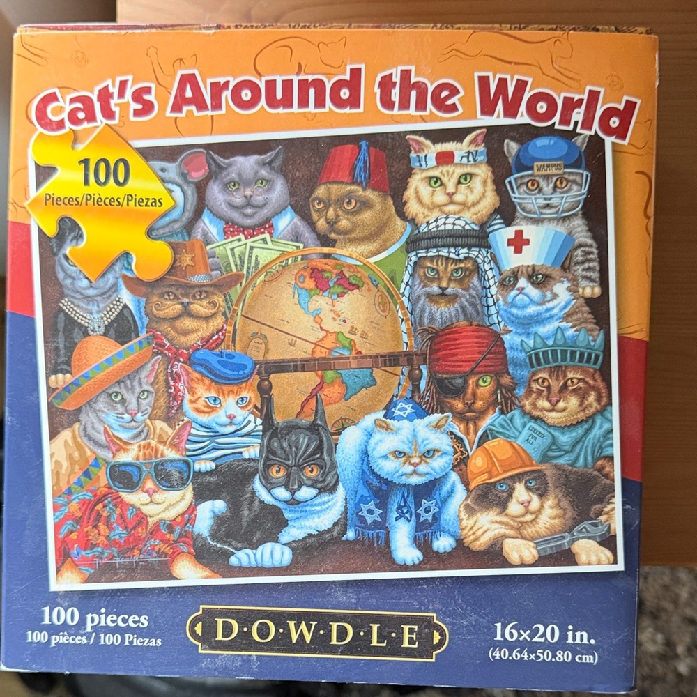 Cat's Around the World 100-Piece Puzzle - Multicolor